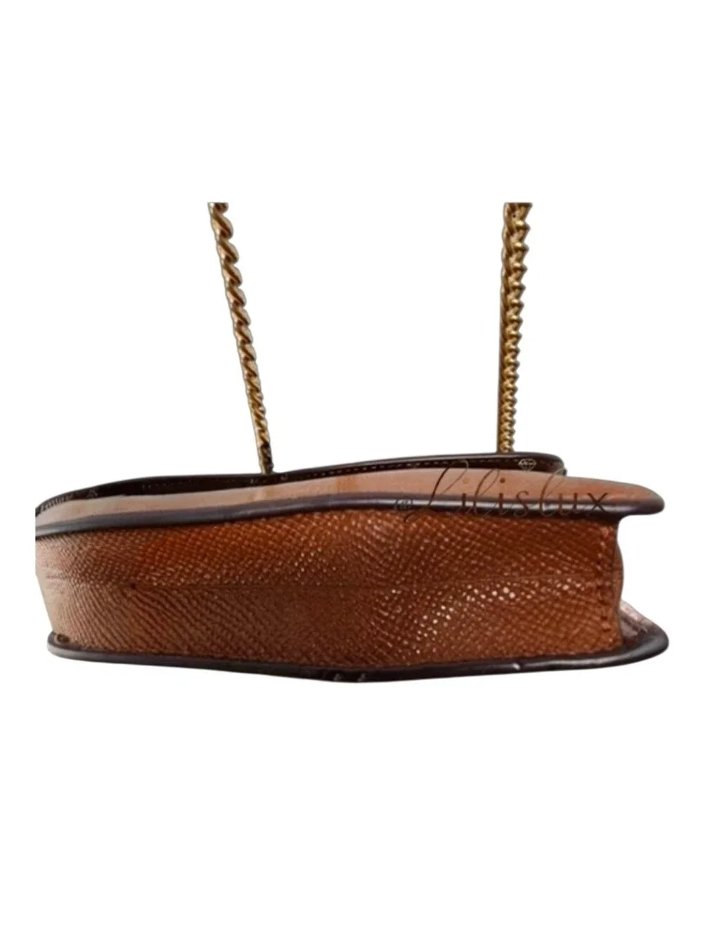 Coach Brown/Tan Leather Crossbody Phone Pouch Chain Strap Gold Hardware